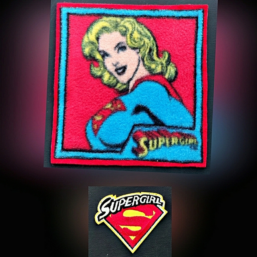 NEW 2 DC SuperGirl Patches/Emblems/Appliqués! Huge 8", Small 2.5". Iron & Sew-On